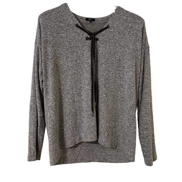 Rails Women's Leigh Melange Gray Lightweight Lace-Up Tie Pullover Sweater - M - Picture 1 of 5